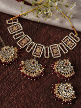 SOHI - MAROON NECKLACE WITH EARRING & MAANGTIKA SET